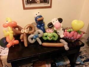 various animals made of balloons