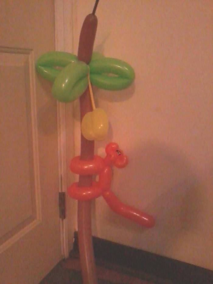 Balloon Monkey In Palm Tree With Bananas