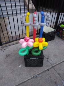 balloon swords and flowers
